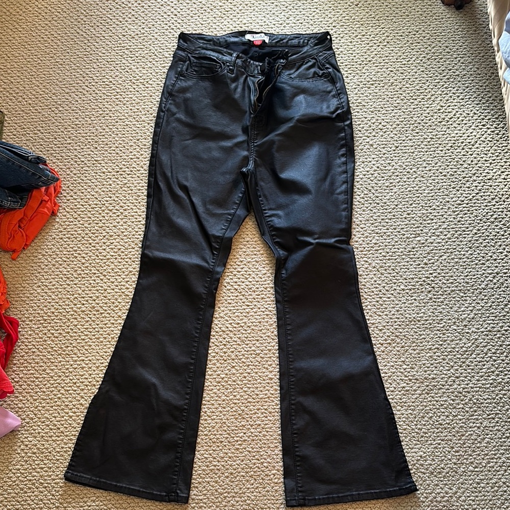 Black Flared Leather Pants